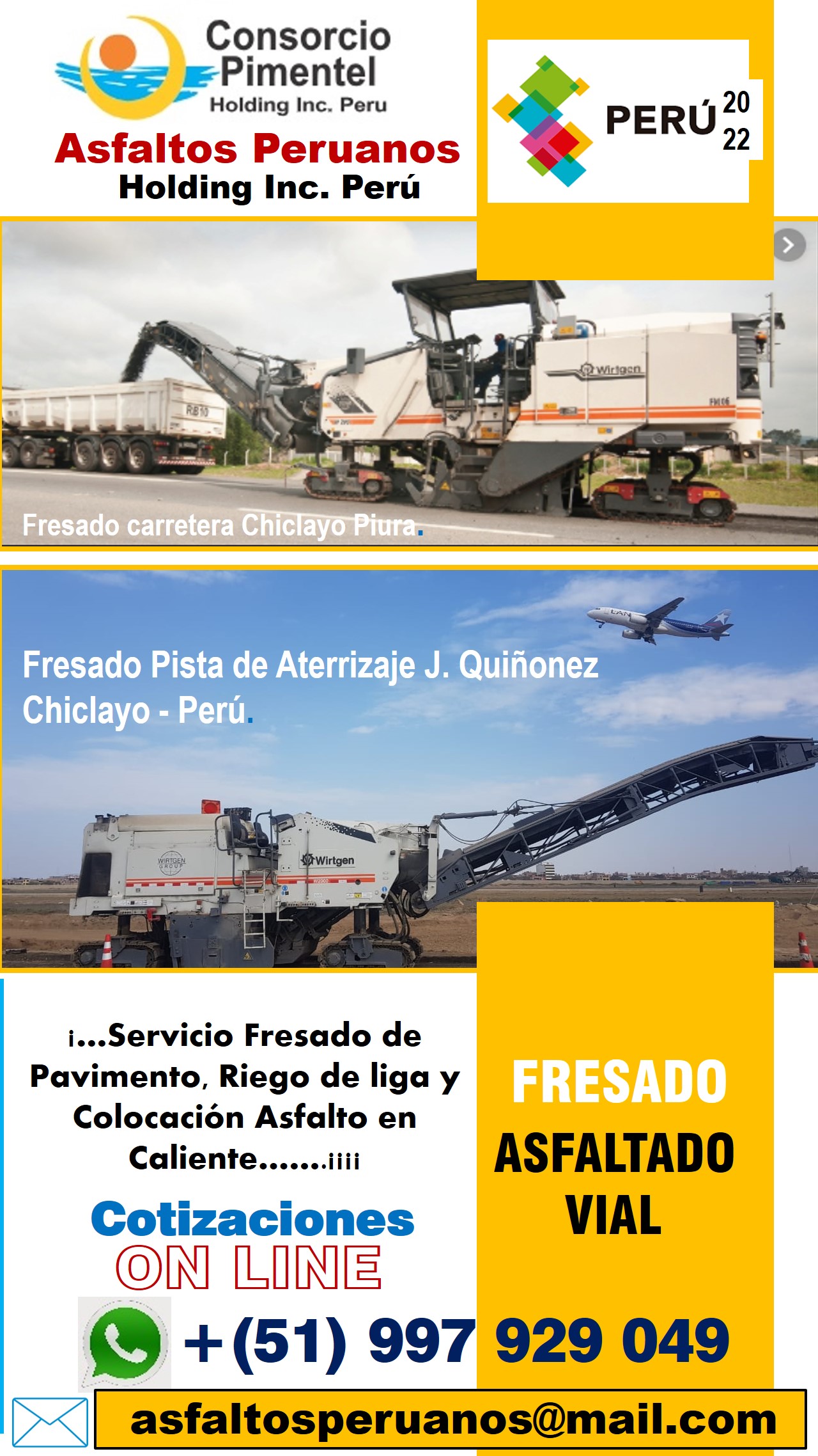 Fresado de Asfalto precio por m2 Imprimaciones y Asfaltado Perú 2023